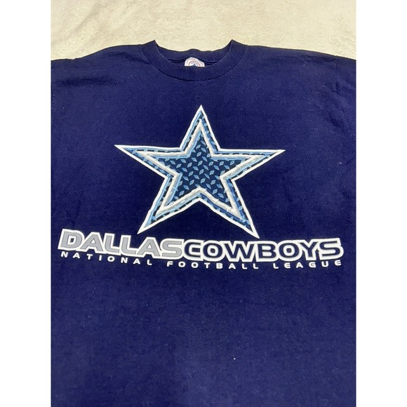 Vtg Y2K Dallas Cowboys NFL Navy Blue Logo Graphic T-Shirt Men’s Size Large - Picture 2 of 7